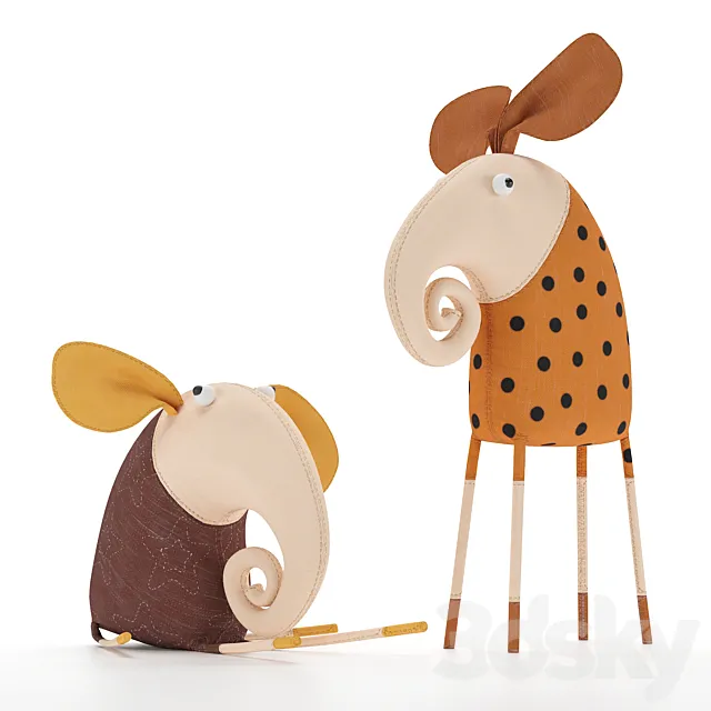 Toy elephant boy and girl 3DModel Toy elephant boy and girl 3DModel