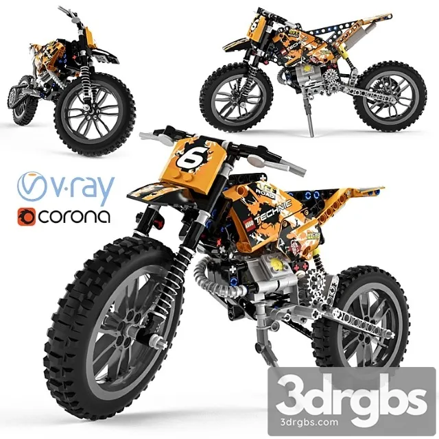 Toy Lego Technic Moto Cross bike 3D Model Download