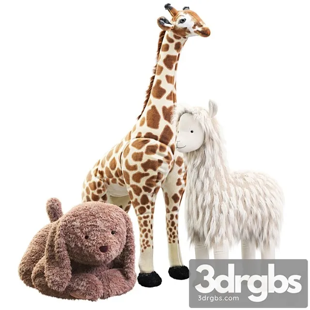 Toy Pottery Barn Plush Liama Labradoodle Giraffe 3D Model Download