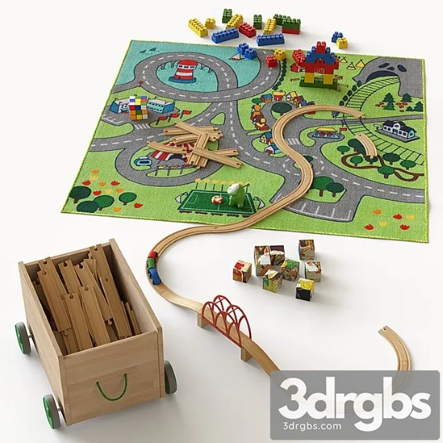 Toy Toys on the carpet for the nursery 3D Model Download