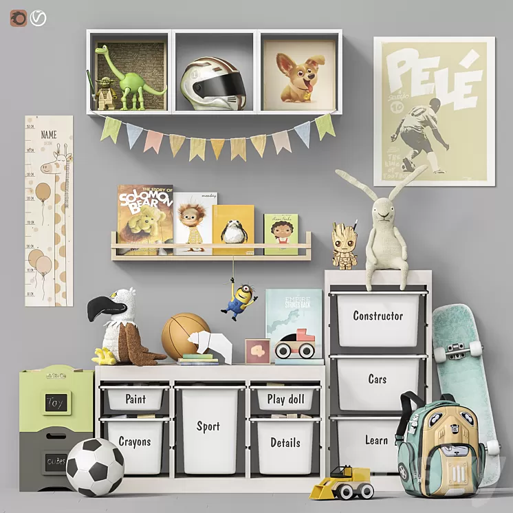 Toys and furniture set 107 3D Model Free Download