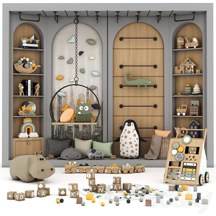 toys and furniture set 3D Model Free Download