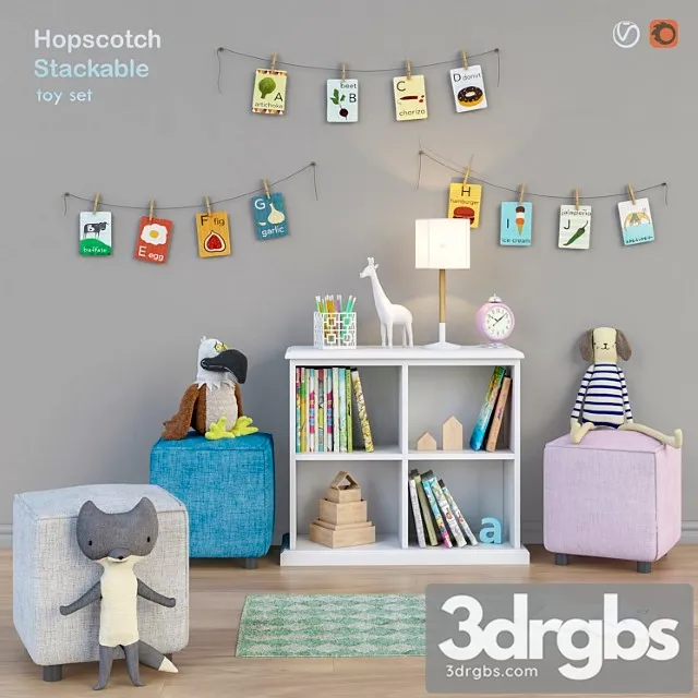 Toys and wardrobe hopscotch set 16 3D Model Download