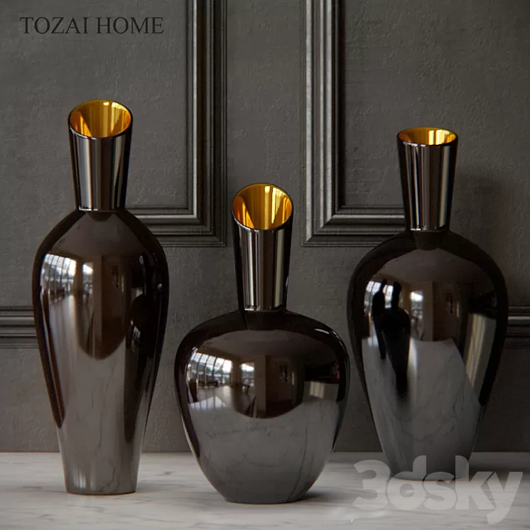 Tozai Noir Gold Decorative Vases 3D Model