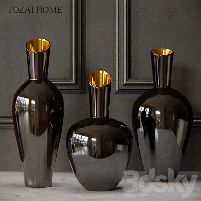 Tozai Noir Gold Decorative Vases 3DModel