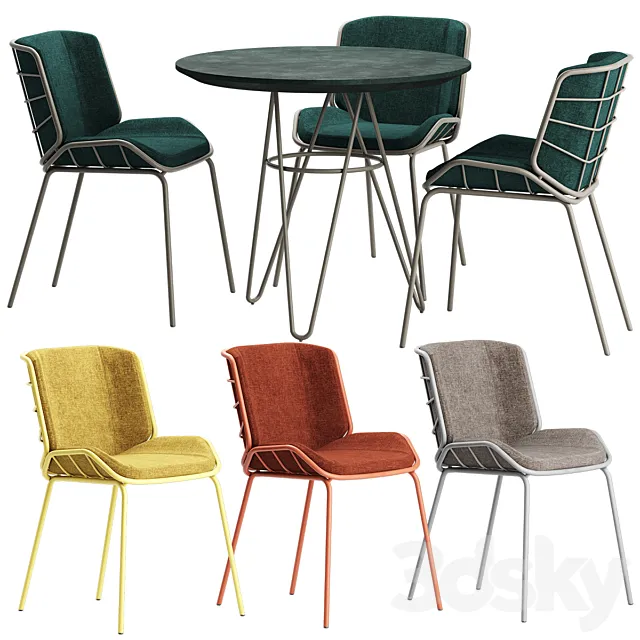 Traba SKIN MET RED CHAIR TABLE GIACOMO CATTANI 3DModel