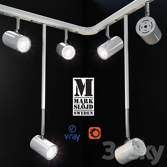 Track system of LED lamps model TRACK from comic MARKSLOJD Sweden. 3D Model