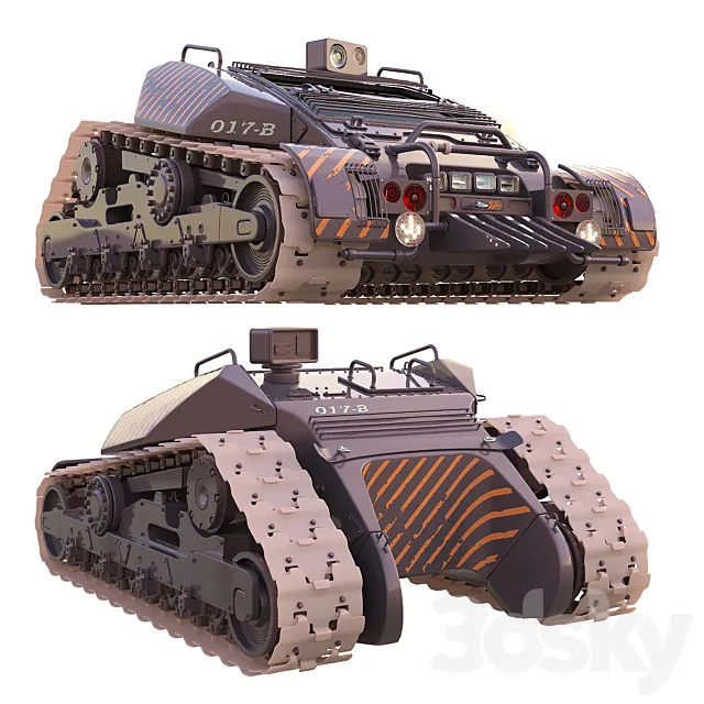 Tractor on caterpillars 3D Model