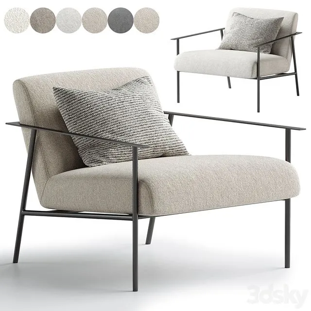 Tracy Fabric Lounge Chair Beige 3D Model