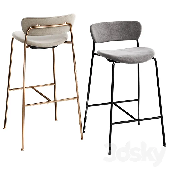 & Tradition Pavilion Bar & Counter chairs 3D Model