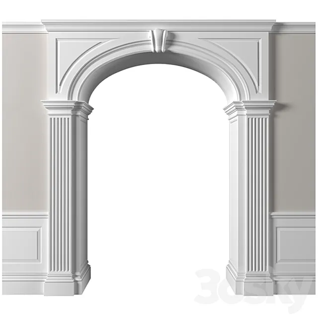 Traditional Interior Arched Doorway Opening.Classic Wall paneling 3D Model Traditional Interior Arched Doorway Opening.Classic Wall paneling 3D Model