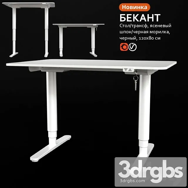 Transformer Table White Ikea Bekant 3D Model Download