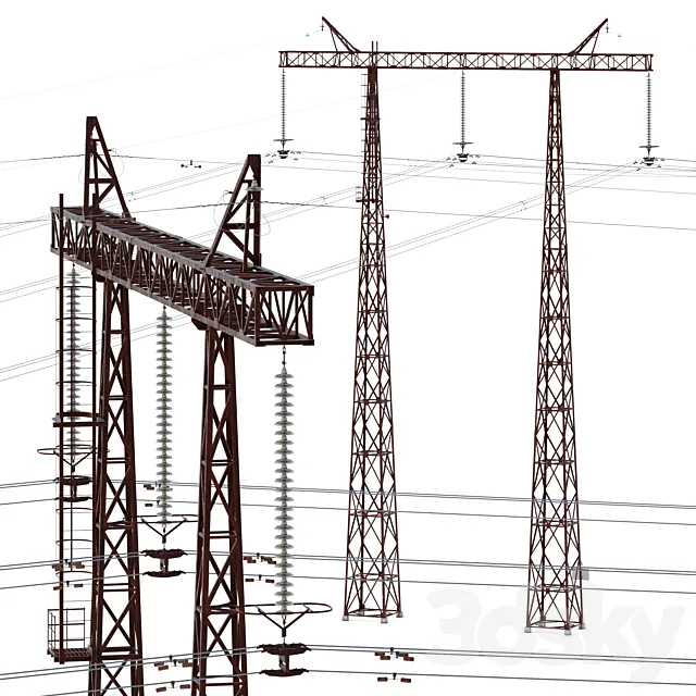 Transmission tower 500 kV 3D Model Transmission tower 500 kV 3D Model