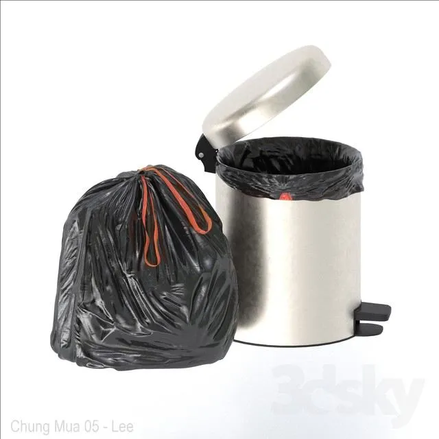 trash bag and bin 3D Model trash bag and bin 3D Model