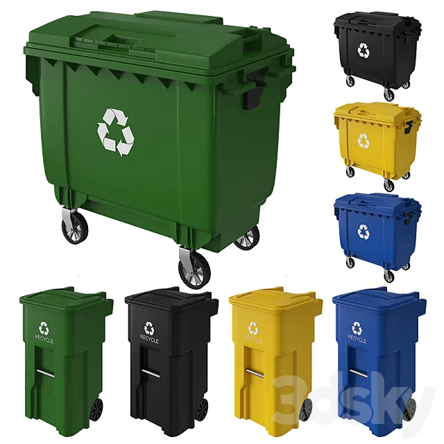 Trash can and dumpster 3DModel Trash can and dumpster 3DModel