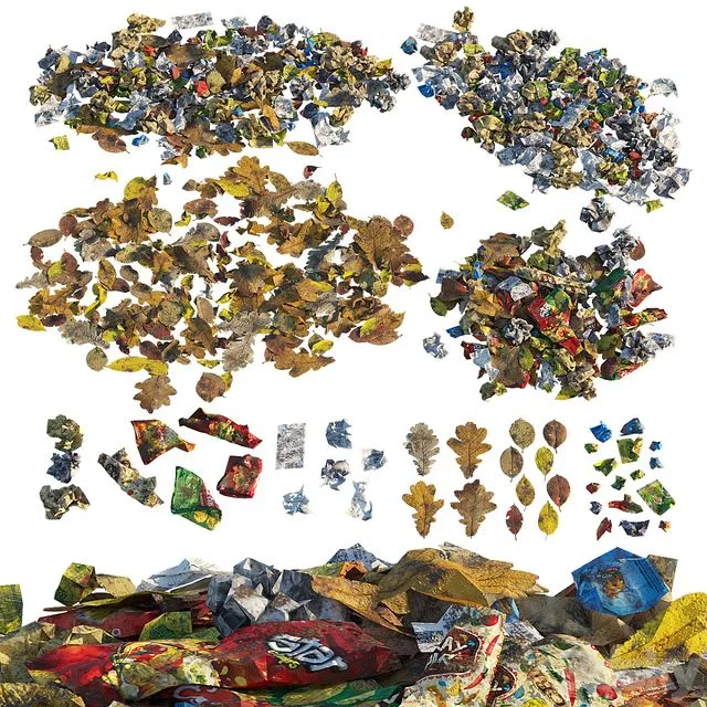 Trash of paper and leaves 3D Model Trash of paper and leaves 3D Model