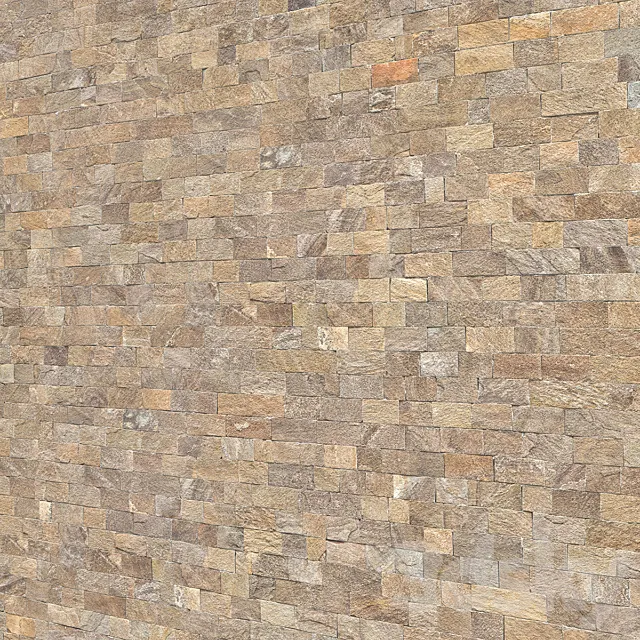 Travertine Stone brick mosaic Wall (outdoor-indoor) with 6K High Resolution Tileable Textures Corona & Vray 3D Model