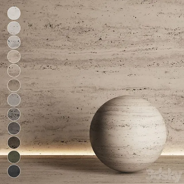 Travertine stone of different shades №3 3D Model