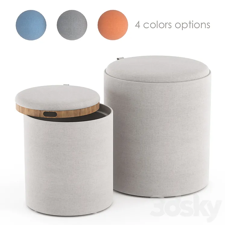 Tray Nesting Ottoman Set 3D Model Free Download