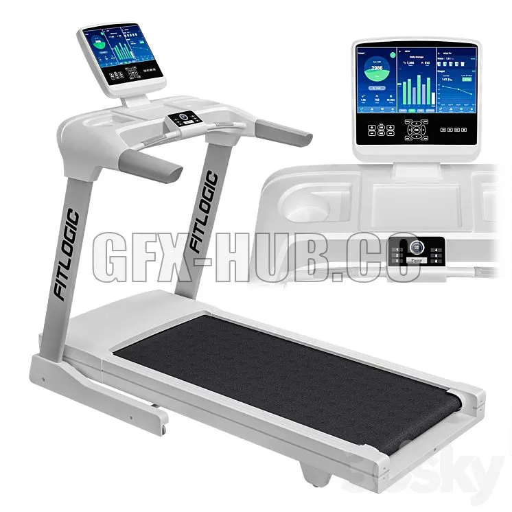 Treadmill FitLogic White 3D Model
