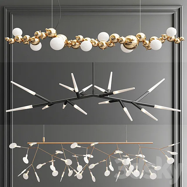 Trend Branching Chandelier – 3 types 3D Model Trend Branching Chandelier – 3 types 3D Model
