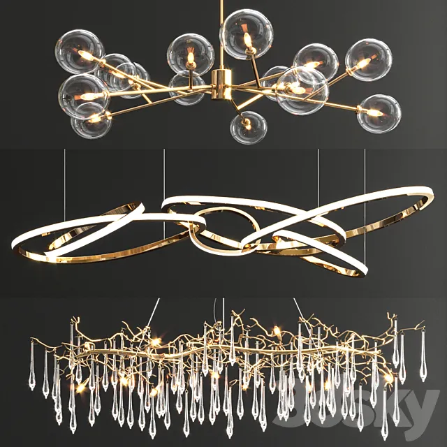 Trend Chandelier Collection – 3 type 3D Model Trend Chandelier Collection – 3 type 3D Model