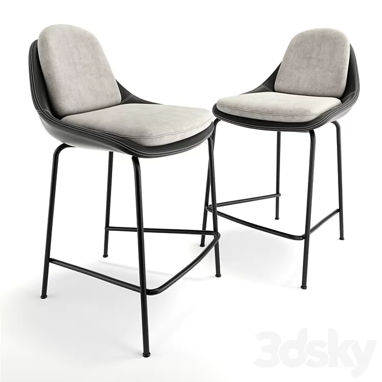 Trento Bar Chair Black 3D Model Trento Bar Chair Black 3D Model