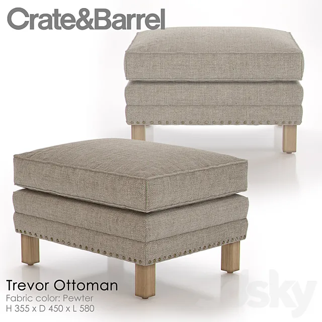 TREVOR Ottoman – CRATE & BARREL 3DModel