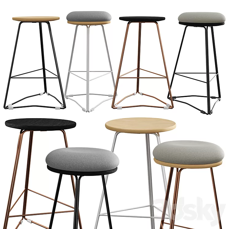 TRI650 Soft Top Stool by Hunt Furniture 3D Model TRI650 Soft Top Stool by Hunt Furniture 3D Model