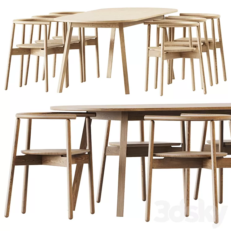 Triangle Leg Table by Hay and Mars Armchair by Branca Lisboa 3D Model Free Download