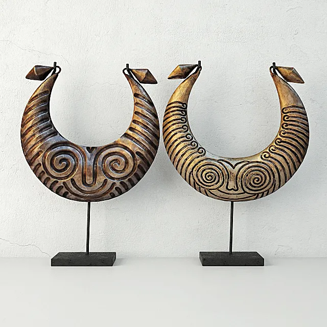 Tribal Metal Necklaces on Stand 3D Model Tribal Metal Necklaces on Stand 3D Model
