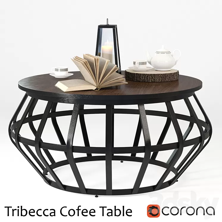 Tribecca Metall Frame Round Cofee Table 3D Model Tribecca Metall Frame Round Cofee Table 3D Model