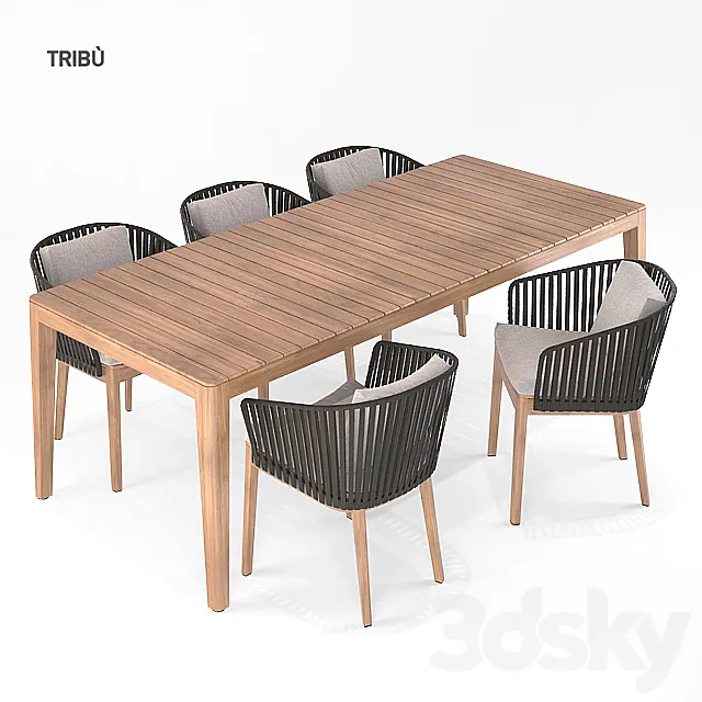 Tribu Mood armchair + table 3D Model