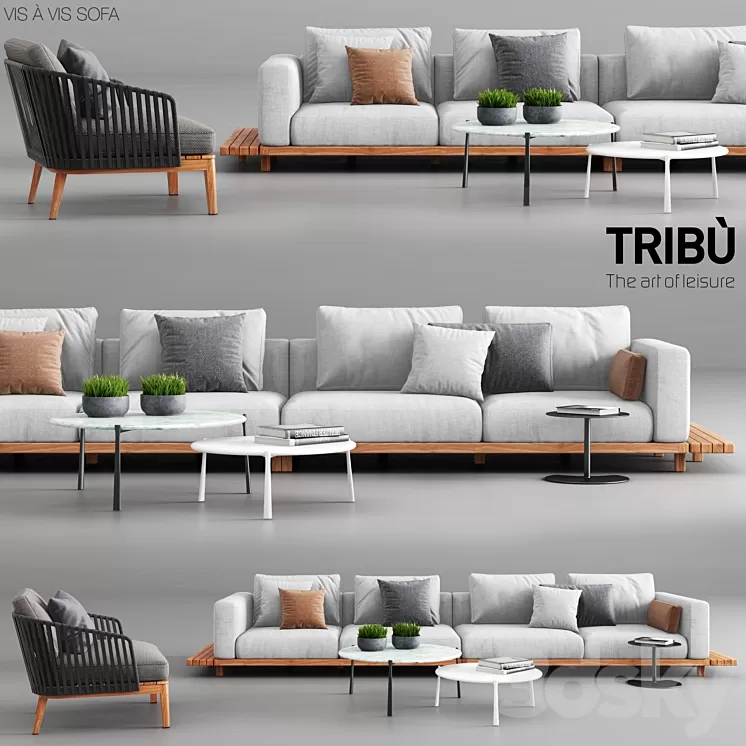 Tribu Vis a Vis Sofa and Mood Club Chair 3D Model Tribu Vis a Vis Sofa and Mood Club Chair 3D Model