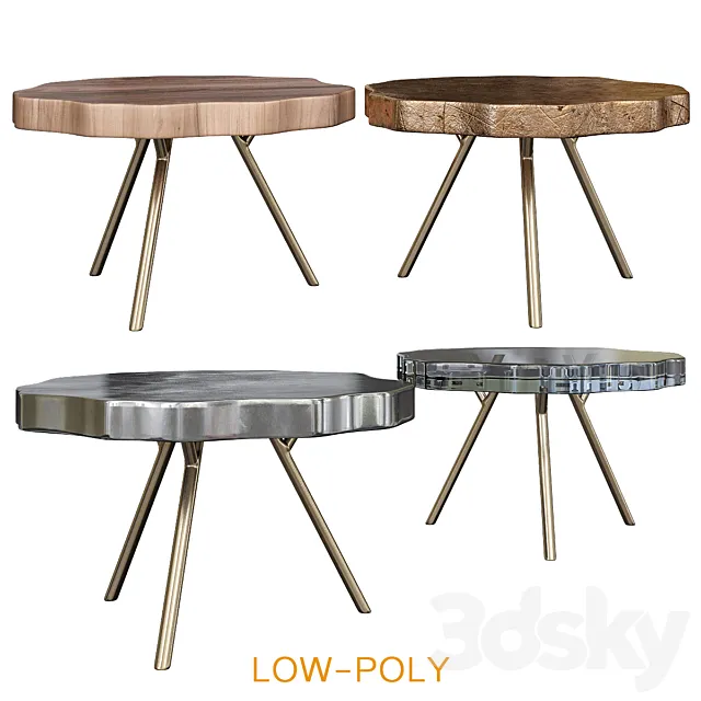 Trio Petrified Coffee Table 3D Model