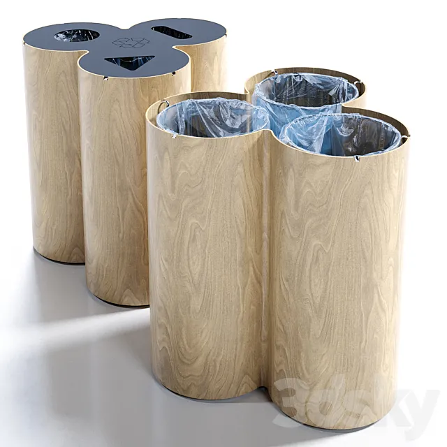 Trio recycling bin by Materia 3D Model Trio recycling bin by Materia 3D Model