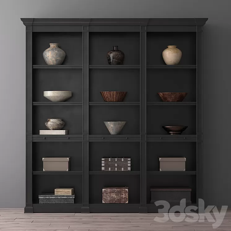 Triple bookcase RH 3D Model