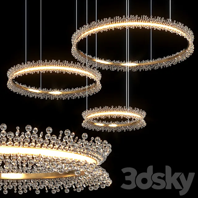 Triple & Dou Ring chandelier of Thera 02 3D Model