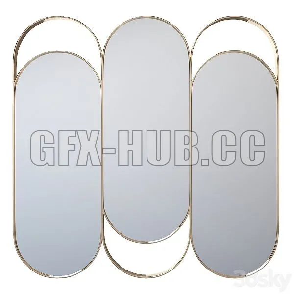 Triple mirror in brass Alama La Redoute 3D Model
