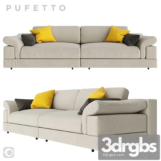Triple sofa pufetto claudia. 2 3D Model Download
