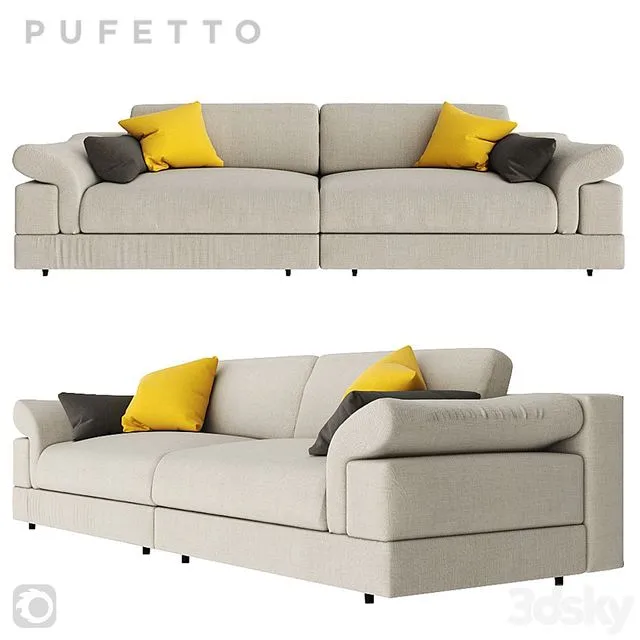 Triple sofa Pufetto Claudia 3D Model Triple sofa Pufetto Claudia 3D Model