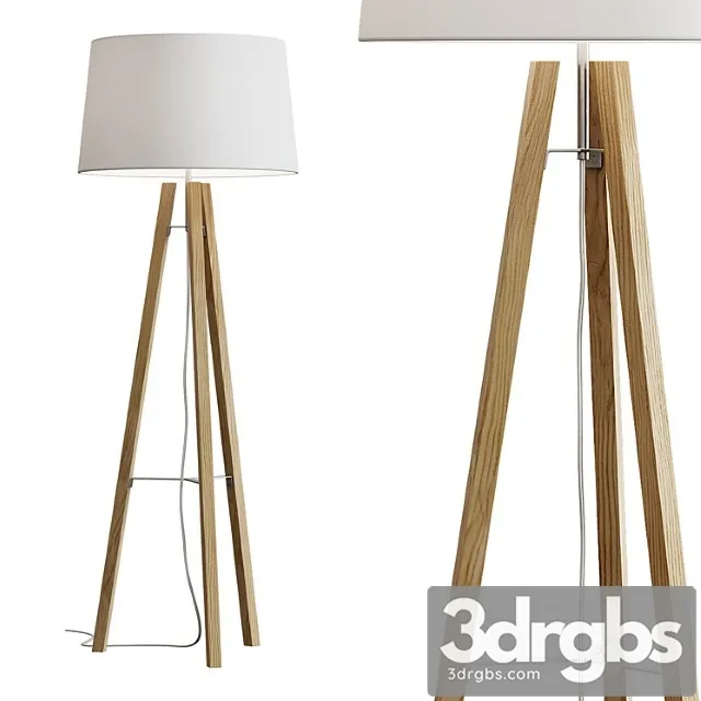 Tripod wood floor lamp 3D Model Download