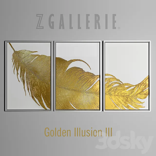 Triptych Golden Illusion III from zgallerie 3D Model Triptych Golden Illusion III from zgallerie 3D Model