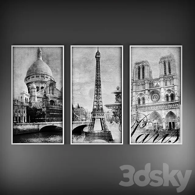 Triptych “Paris” 3D Model