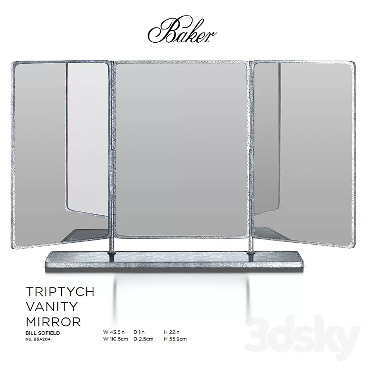 Triptych Vanity Mirror by Baker 3D Model