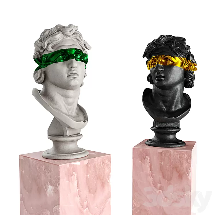 Triton bust stripe sculpture 3D Model Free Download