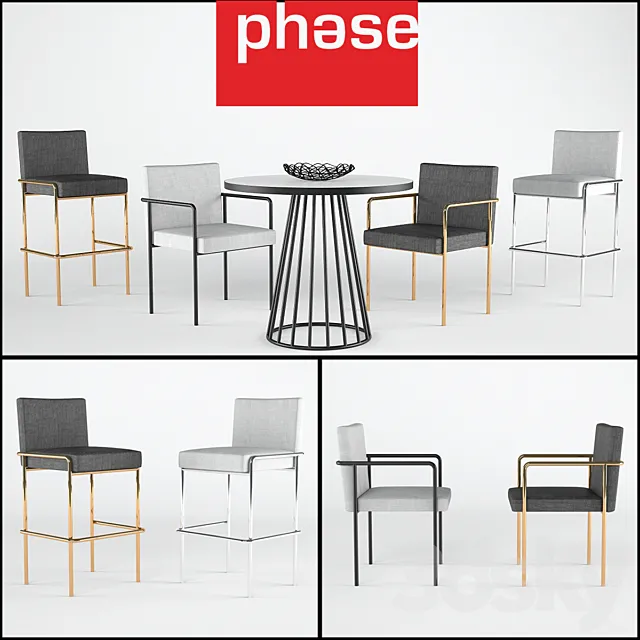 Trolley bar stool & Side Chair 3DModel