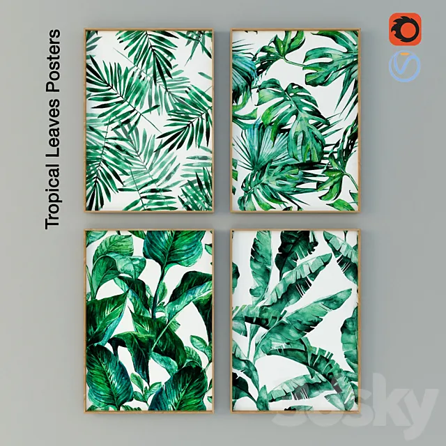 Tropical Leaves Posters 3D Model Tropical Leaves Posters 3D Model