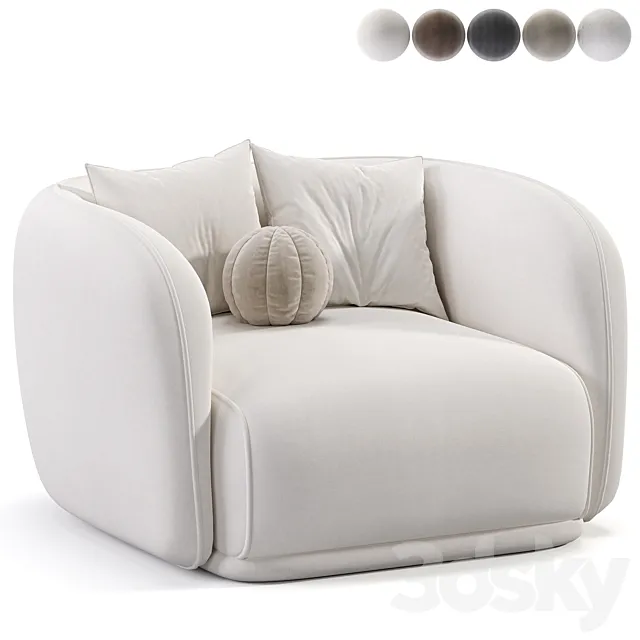 Troy Fabric Armchair 3D Model Troy Fabric Armchair 3D Model