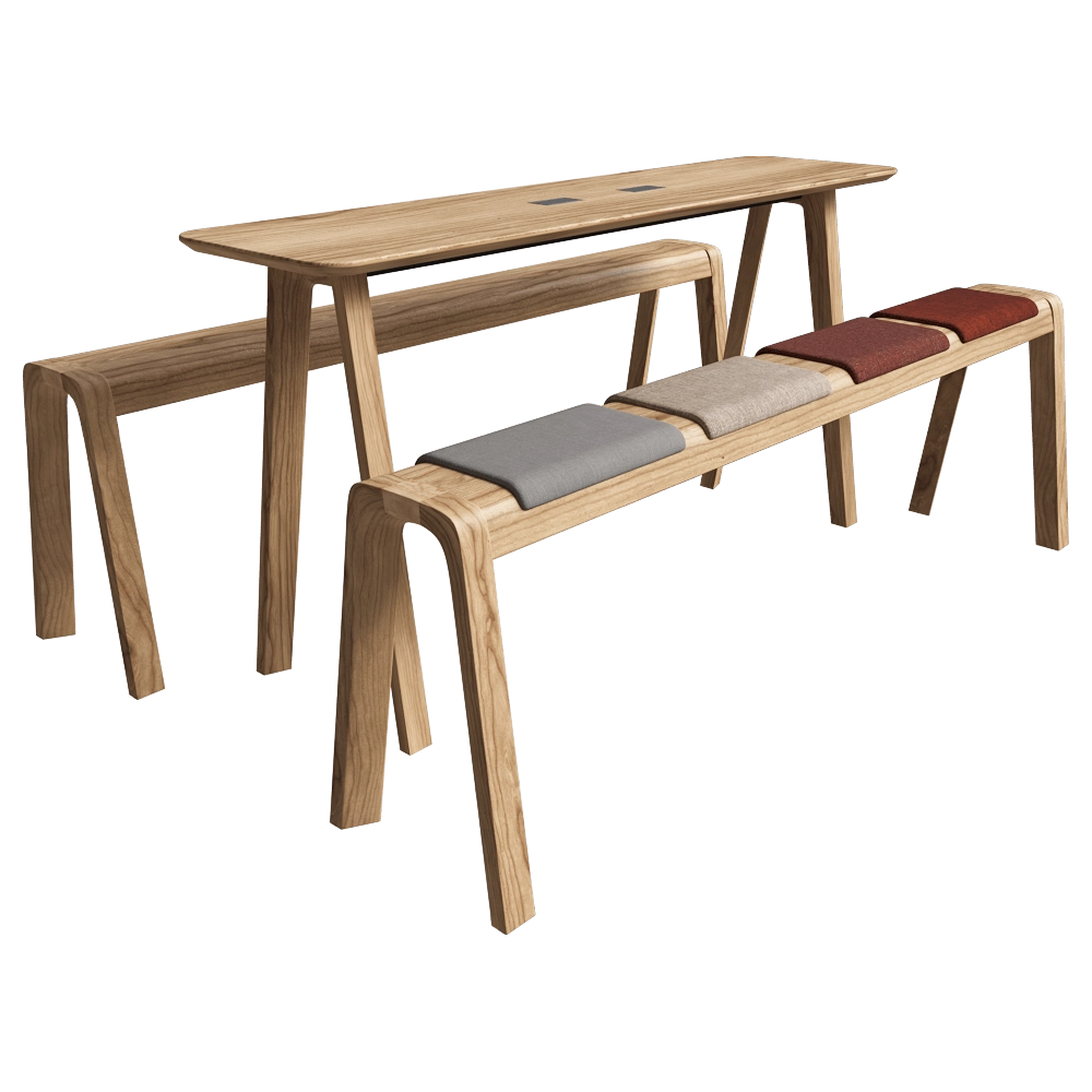 True design – Benches and table E-quo 3D Model